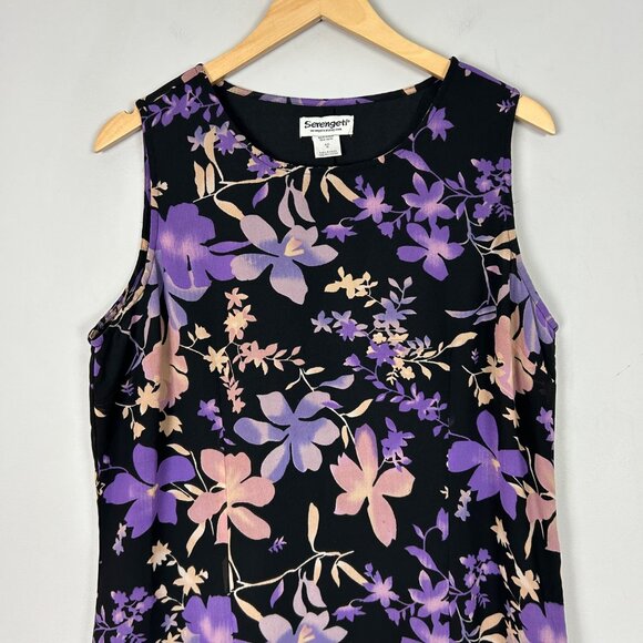 90s Y2K Floral Midi Dress Forest Fairy Dark Boho Feminine Size 16 Women's - Picture 2 of 4